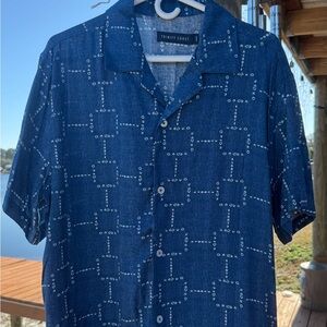 Trinity Coast Navy Geometric Men's Shirt